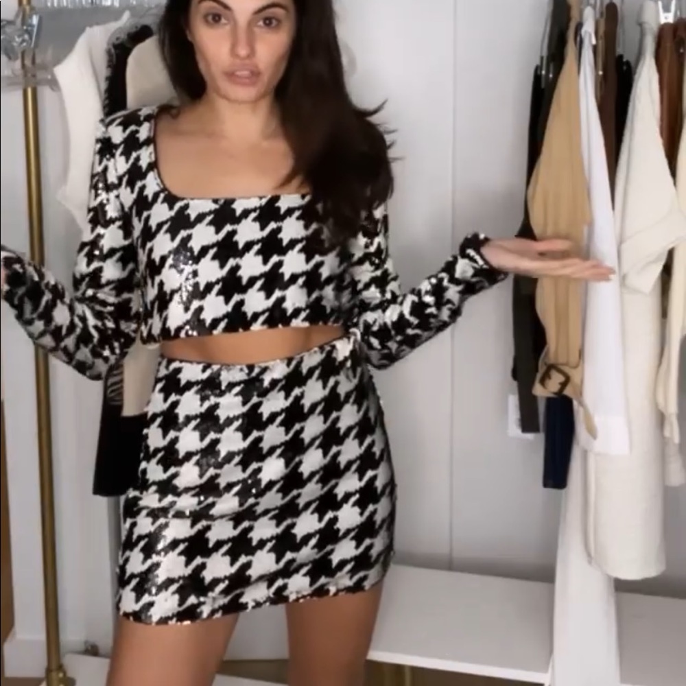 (2 piece set) Zara Sequin Top and Mini skirt Set